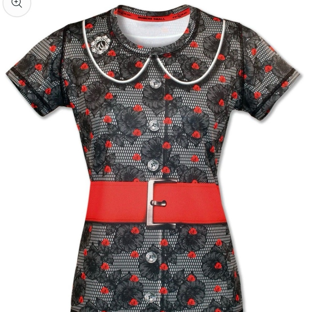 INKnBURN Black and Red Floral Lace Tee